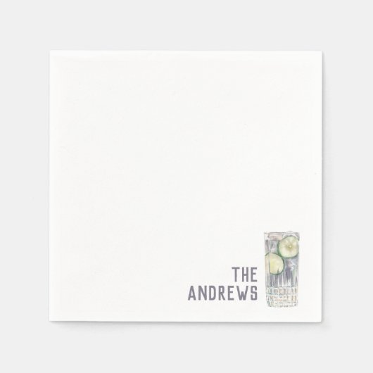 カスタムウェディングナプキンズジン&トニックカクテルアワー スタンダードカクテルナプキン (正面)