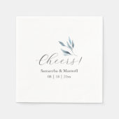 カスタムウェディングナプキンズダスティブルーボタニカル スタンダードカクテルナプキン (正面)