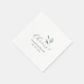 カスタムウェディングナプキンズダスティブルーボタニカル スタンダードカクテルナプキン (角)