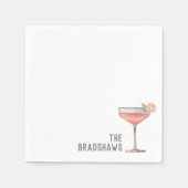 カスタムウェディングナプキンズピンクカクテルアワー スタンダードカクテルナプキン (正面)