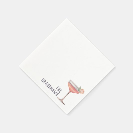 カスタムウェディングナプキンズピンクカクテルアワー スタンダードカクテルナプキン (角)