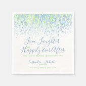 カスタムウェディングパーティーのブルーグリーン1年目 スタンダードカクテルナプキン (正面)