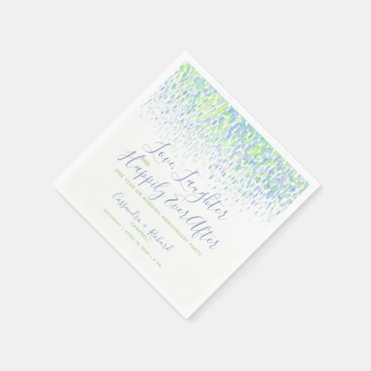 カスタムウェディングパーティーのブルーグリーン1年目 スタンダードカクテルナプキン (角)