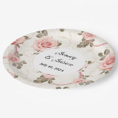 カスタムウェディングピンクローズ紙プレート ペーパープレート (アングル)