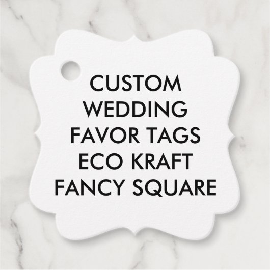 カスタムウェディングファンシースクエアメッセージカード-エコクラフト フェイバータグ (正面)