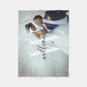 カスタムウェディングフォトとモノグラム フリースブランケット (正面)