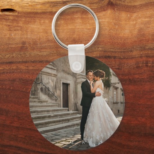 カスタムウェディングフォトと日付の両面 キーホルダー (裏面)