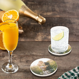 カスタムウェディングフォトの白い文字 コースター