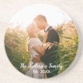 カスタムウェディングフォトの白い文字 コースター (正面)