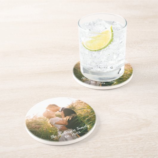 カスタムウェディングフォトの白い文字 コースター (側面)