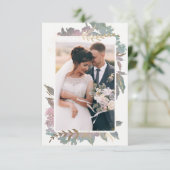 カスタムウェディングフォトを額縁にした水彩庭園 サンキューカード (スタンド正面)
