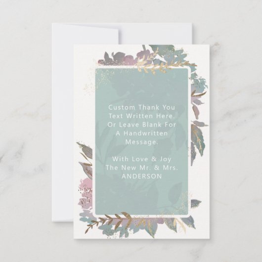 カスタムウェディングフォトを額縁にした水彩庭園 サンキューカード (裏面)