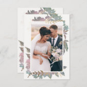 カスタムウェディングフォトを額縁にした水彩庭園 サンキューカード (正面/裏面)