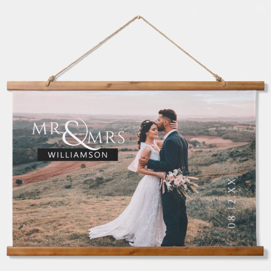 カスタムウェディングフォトアートプリント 吊り下げ型タペストリー (正面)