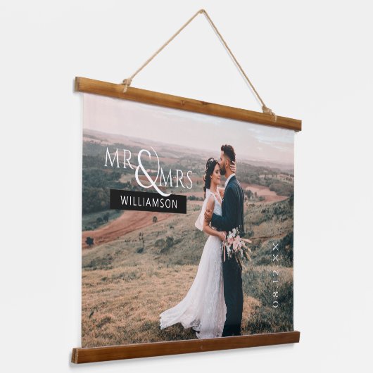 カスタムウェディングフォトアートプリント 吊り下げ型タペストリー (傾斜あり)