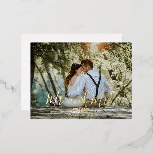 カスタムウェディングフォトサンキューカード 箔シーズンポストカード (正面/裏面)