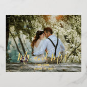 カスタムウェディングフォトサンキューカード 箔シーズンポストカード (正面)