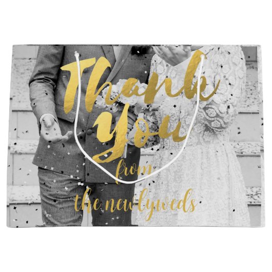 カスタムウェディングフォトサンキュー抱き枕 ラージペーパーバッグ (正面)