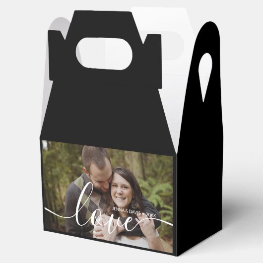 カスタムウェディングフォトブラックお願いボックス フェイバーボックス (オープン)