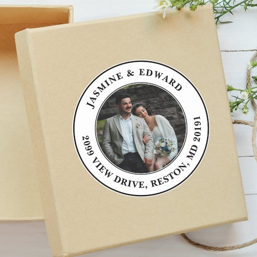 カスタムウェディングフォトモダン差出人住所 ラウンドシール