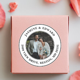 カスタムウェディングフォトモダン差出人住所 ラウンドシール