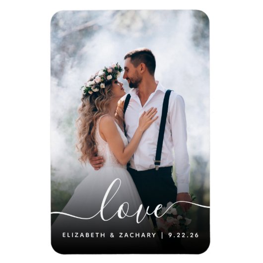 カスタムウェディングフォトラブホワイトスクリプト マグネット (縦)