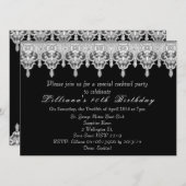 カスタムウェディングブラックレース 招待状 (正面/裏面)