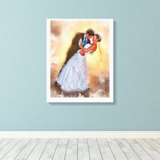 カスタムウェディングポートレート、パーソナライズされたギフトアート キャンバスプリント (インサイチュ (ウッドフロア))