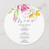 カスタムウェディングメニュー水彩ピンク花模様 メニュー (正面)