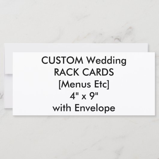 カスタムウェディングメニュー&プログラムカード4" x 9" (正面)