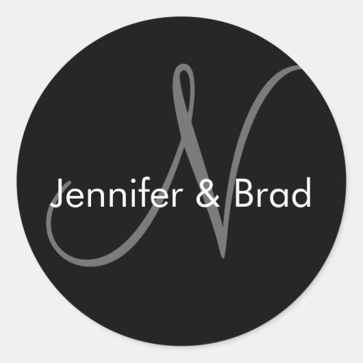 カスタムウェディングモノグラムの好意&エンベロープステッカー ラウンドシール (正面)