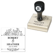 カスタムウェディングモノグラムウッド日付のカップルを保存 ラバースタンプ (押印)