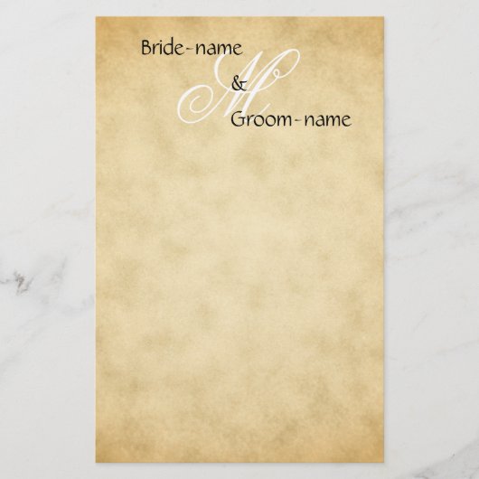 カスタムウェディングモノグラムヴィンテージスタイル 便箋 (正面)