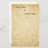 カスタムウェディングモノグラムヴィンテージスタイル 便箋 (正面/裏面)