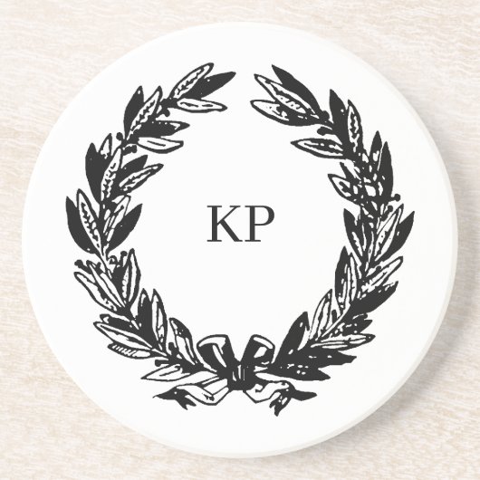 カスタムウェディングモノグラム名リース コースター (正面)