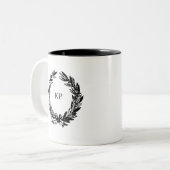 カスタムウェディングモノグラム名リース ツートーンマグカップ (正面左)