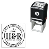 カスタムウェディングモノグラム差出人住所ラウンド セルフインキングスタンプ (インサイチュ)