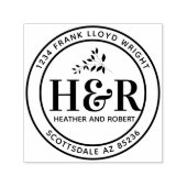 カスタムウェディングモノグラム差出人住所ラウンド セルフインキングスタンプ (デザイン)