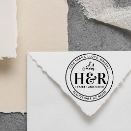 カスタムウェディングモノグラム差出人住所ラウンド セルフインキングスタンプ