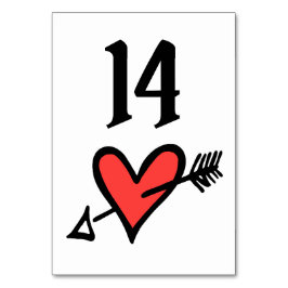 カスタムウェディングラブハートブラック&レッドテーブル番号 テーブルナンバー