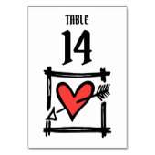 カスタムウェディングラブハートブラック&レッドテーブル番号 テーブルナンバー (裏面)