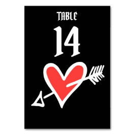 カスタムウェディングラブハートブラック&レッドテーブル番号 テーブルナンバー