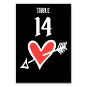 カスタムウェディングラブハートブラック&レッドテーブル番号 テーブルナンバー (裏面)