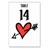カスタムウェディングラブハートブラック&レッドテーブル番号 テーブルナンバー (裏面)