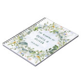 カスタムウェディングリトリートダスティブルーワイルドフラワーズ ノートブック (左側)