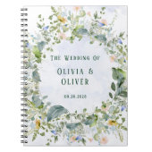 カスタムウェディングリトリートダスティブルーワイルドフラワーズ ノートブック (正面)