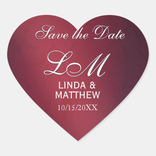 カスタムウェディングロゴシール – ハート型 ハートシール (正面)