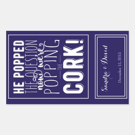 カスタムウェディングワインボトルラベルパーソナライズされた 長方形シール (正面)