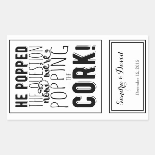 カスタムウェディングワインボトルラベルパーソナライズされた 長方形シール (正面)