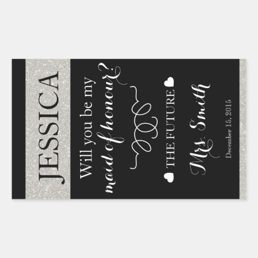 カスタムウェディングワインボトルラベルメイド・オブ・オーナー（花嫁付き添い人） 長方形シール (正面)